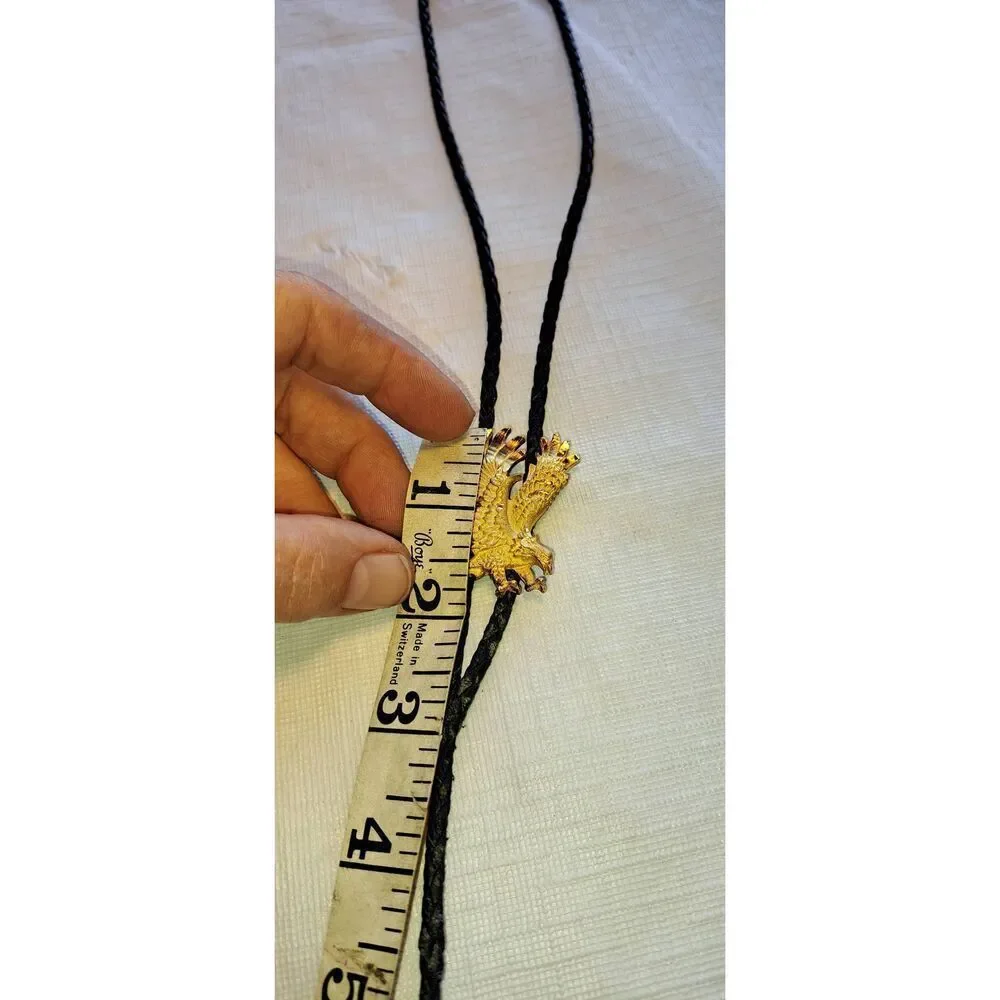 Vintage Gold Tone Bald Eagle Bolo Tie 18 inches